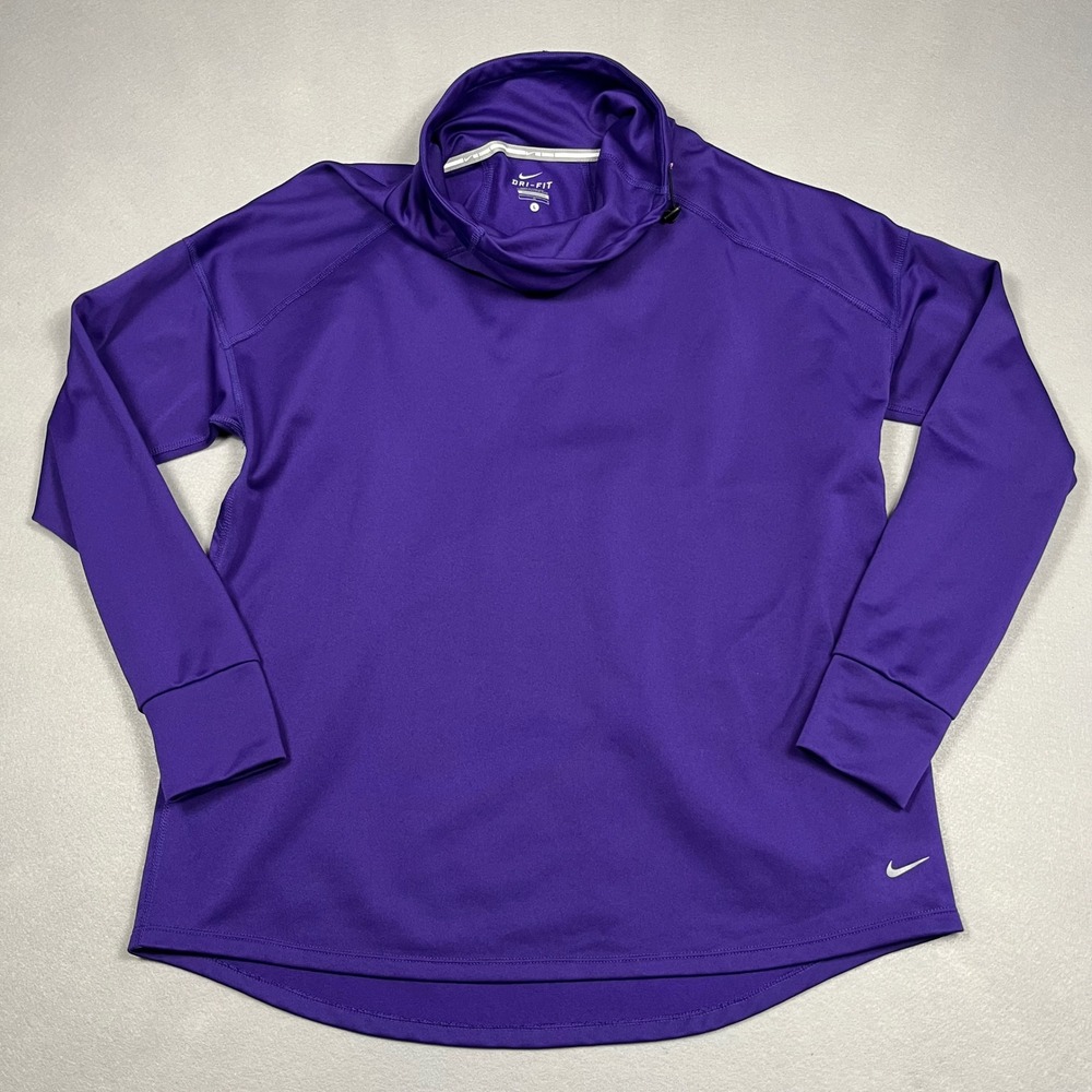 Nike Running Dri-FIT Cowl Neck Pullover Purple Long Sleeve Womens L Athleisure